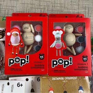 Christmas Craft Bundle - Button Wood Bobble Ornaments, Pom Pom Reindeer,etc.